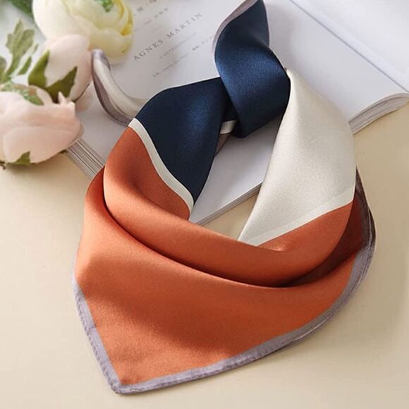 Color Block Mulberry Silk Neck Scarf - Picture 4 of 5